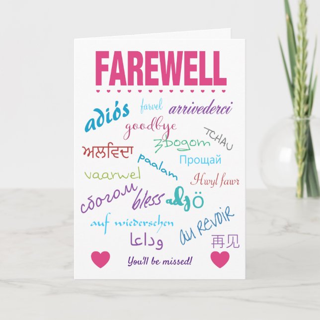 Farewell - Pink Goodbye Card (Front)