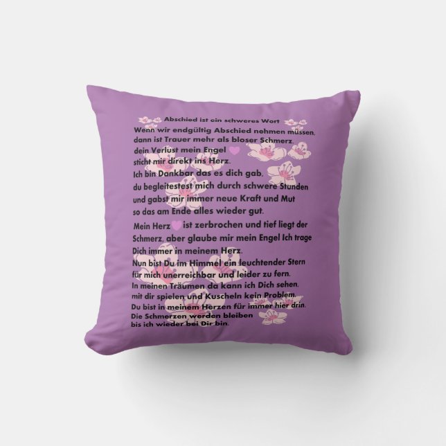 farewell poem throw pillow (Front)