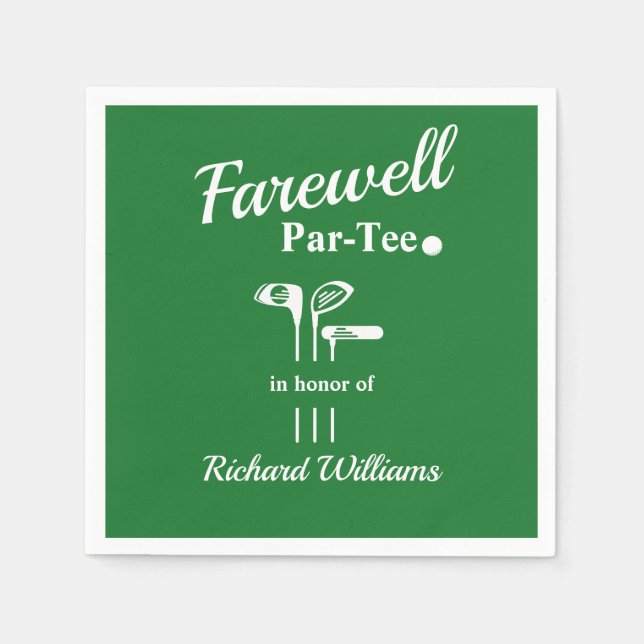 Farewell Retirement Golf Clubs Themed Par Tee Napkins (Front)