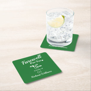 Farewell Retirement Golf Clubs Themed Par Tee Square Paper Coaster