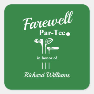Farewell Retirement Golf Clubs Themed Par Tee Square Sticker