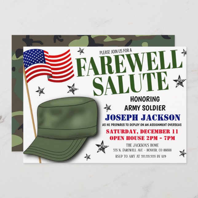Farewell Soldier Party Invite (Front/Back)