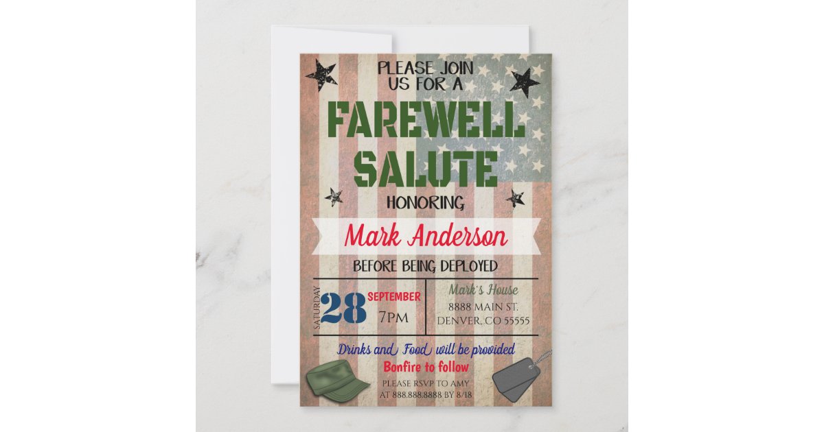 Farewell Soldier Party Invite | Zazzle