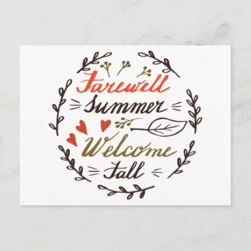 farewell summer welcome fall holiday postcard