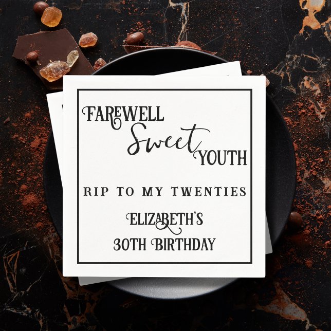 Farewell Sweet Youth RIP 20s 30th Birthday Napkins (Creator Uploaded)