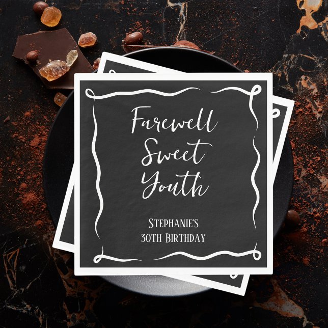 Farewell Sweet Youth Scribble Frame 30th Birthday Napkins (Creator Uploaded)