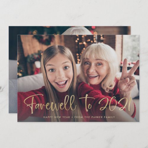 Farewell to 2021  Happy New Year 2022 Two Photo Holiday Card