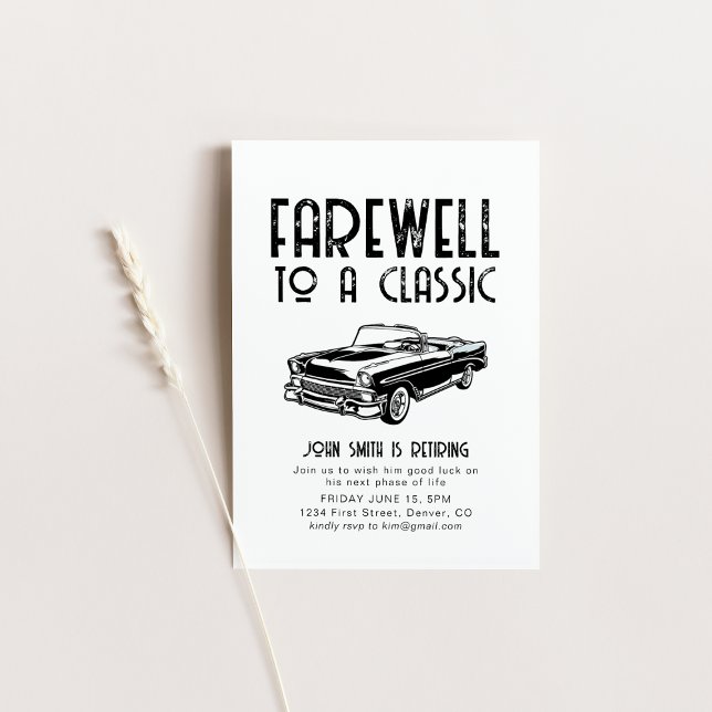 Farewell to a Classic Retirement Car Party Invite (Creator Uploaded)