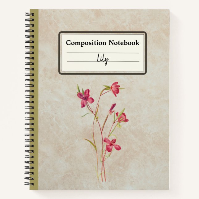 Farewell to Spring Flower Personalized Composition Notebook (Front)