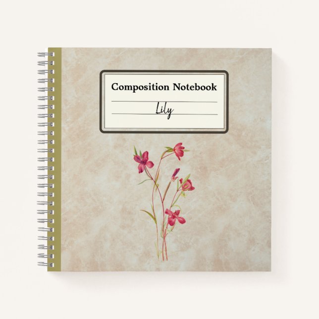 Farewell to Spring Flower Personalized Composition Notebook (Front)