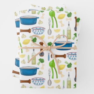 Farfalle Bow tie Pasta with Garlic and Lemon Wrapping Paper Sheets