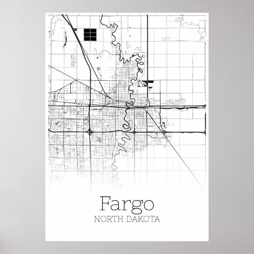 Fargo Map _ North Dakota _ City Map Poster