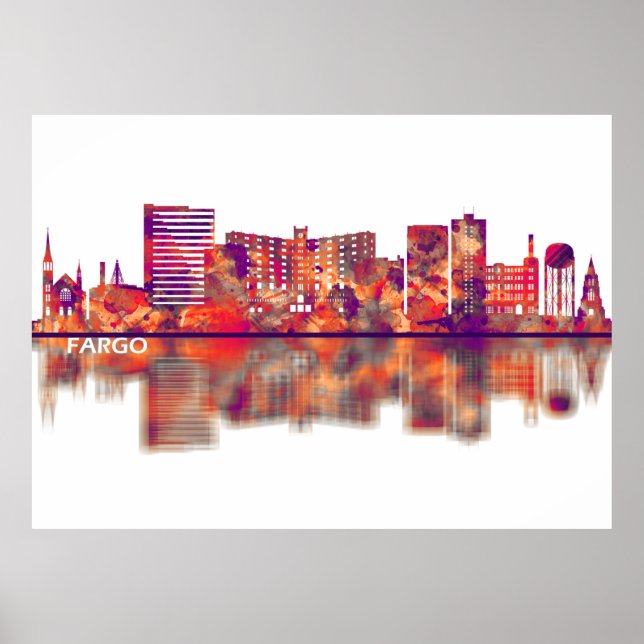 Fargo North Dakota Skyline Poster (Front)