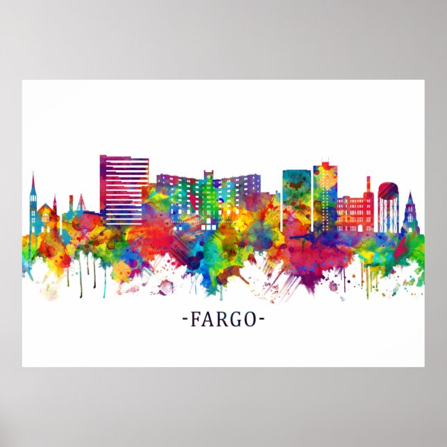 Fargo North Dakota Skyline Poster (Front)