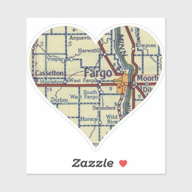 Fargo Vintage Map Sticker (Sheet)