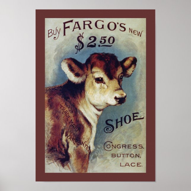 Fargo's New Shoe Vintage Label Art Poster (Front)