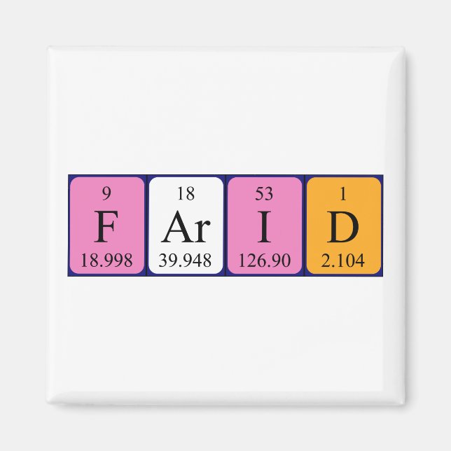 Farid periodic table name magnet (Front)
