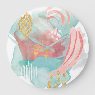 Faridas Abstract - Muted Colors Large Clock