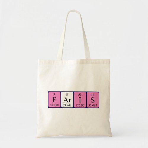 Faris periodic table name tote bag