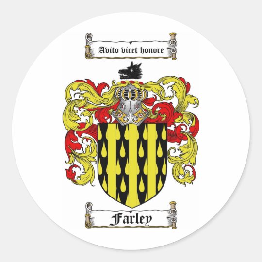 FARLEY FAMILY CREST FARLEY COAT OF ARMS CLASSIC ROUND STICKER