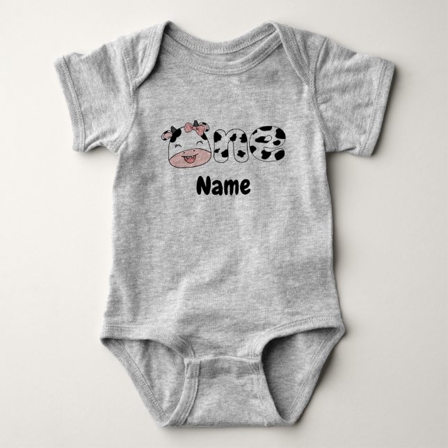 Farm 1st Birthday, Custom Baby Girl Cow Birthday  Baby Bodysuit (Front)