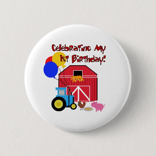 Farm 1st Birthday Pinback Button (Front)