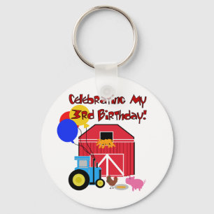 Farm 3rd Birthday T-shirts and Gifts Keychain