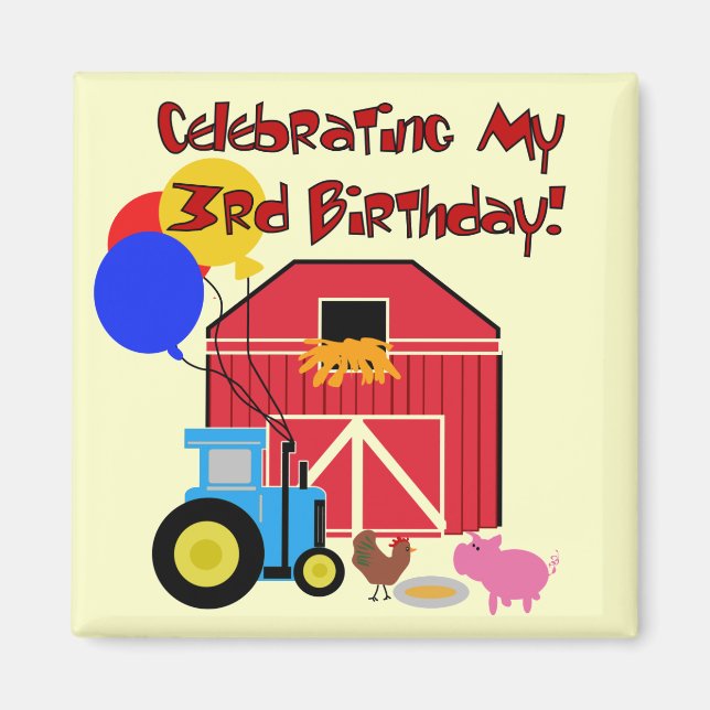 Farm 3rd Birthday T-shirts and Gifts Magnet (Front)