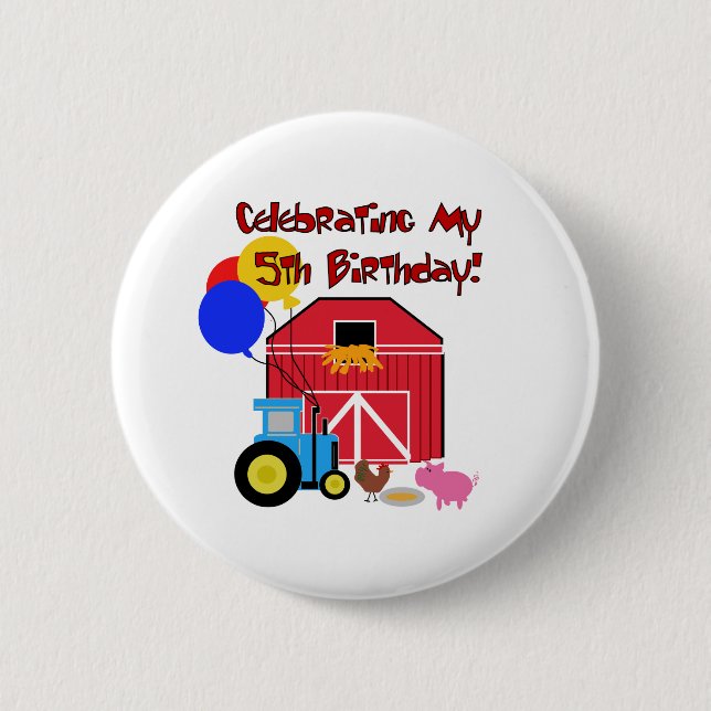 Farm 5th  Birthday Button (Front)