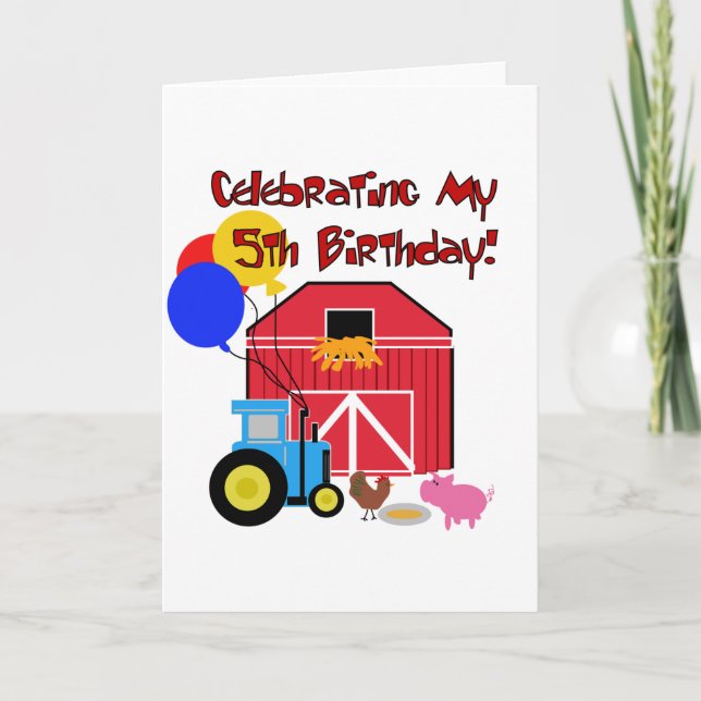 Farm 5th  Birthday Tshirts and Gifts Card (Front)