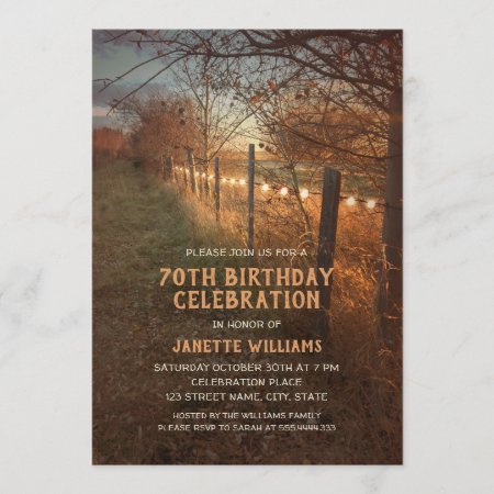 Farm 70th Birthday Invitations Rustic Country Path