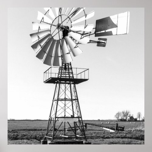 Farm Agricultural Water Pump Windmill  Poster