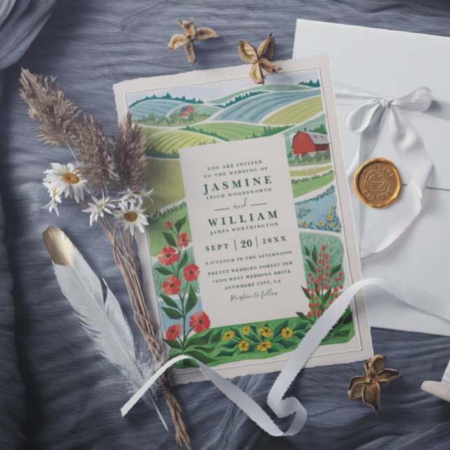 Farm and Field Rustic Elegant Modern Wedding Invitation (Creator Uploaded)