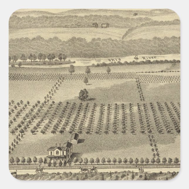 Farm and residences of Joseph Square Sticker (Front)