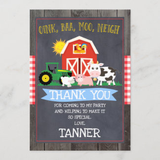 Farm And Tractor Birthday Thank You Card