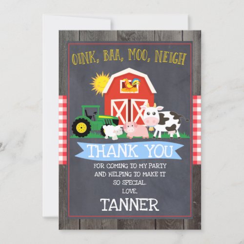 Farm And Tractor Birthday Thank You Card