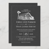 Farm and Windmill Chalkboard Rustic Wedding Invitation (Front/Back)