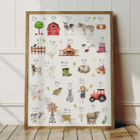 Farm Animal Alphabet ABC Poster Kids Room Decor
