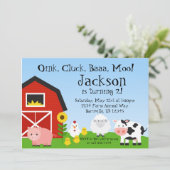 Farm Animal and Barn Birthday Party Invite (Standing Front)