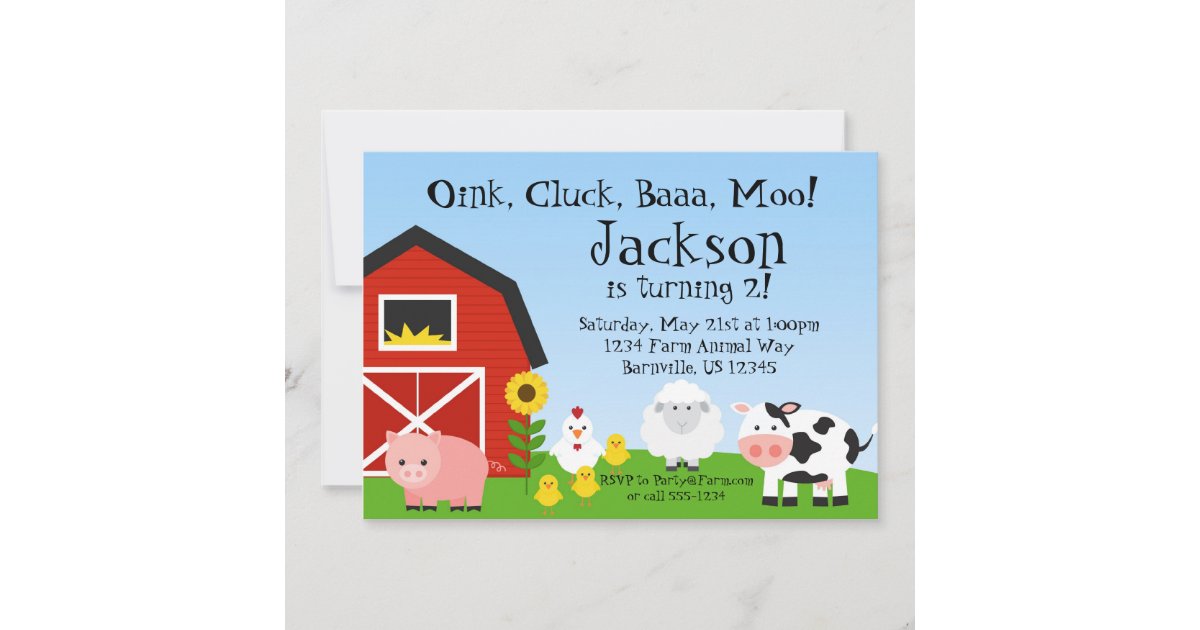 Farm Animal and Barn Birthday Party Invite | Zazzle