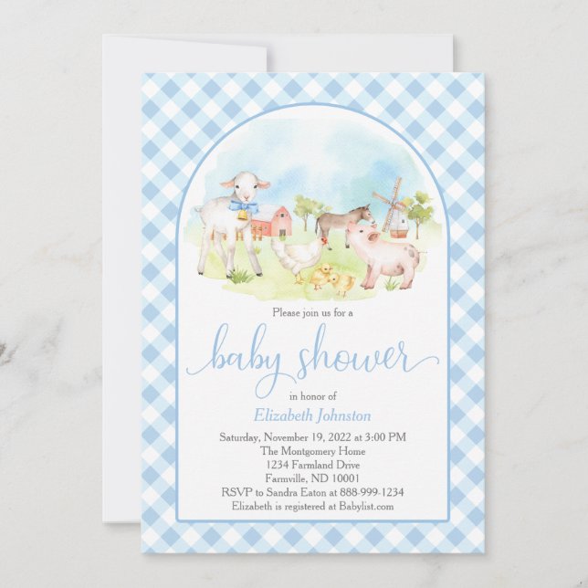 Farm Animal Baby Shower Invitation (Front)