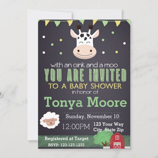 Farm Animal Baby Shower Invitation (Front)