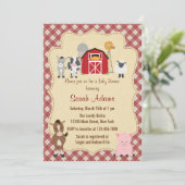 Farm Animal Baby Shower Invitation Rustic (Standing Front)