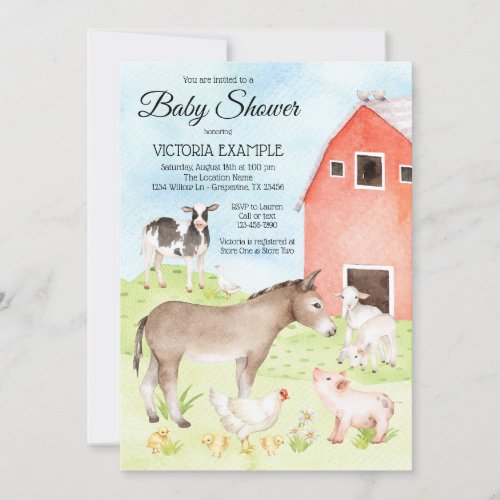 Farm Animal Baby Shower Invitations