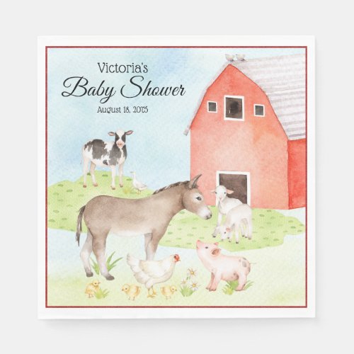 Farm Animal Baby Shower Paper Napkins