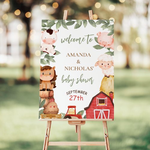 farm animal baby shower welcome sign