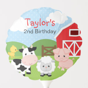Farm Animal Balloon (Blue for Boys) - Personalized