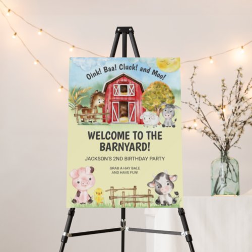 Farm Animal Barn Themed 2nd Birthday Foam Board