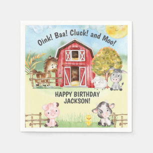 Farm Animal Barn Themed 2nd Birthday Welcome Napkins