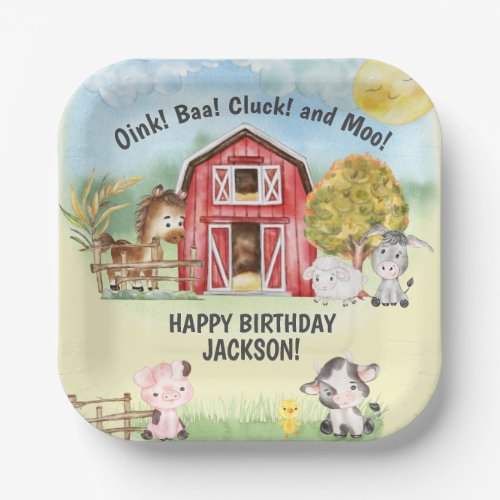 Farm Animal Barn Themed 2nd Birthday Welcome Paper Plates